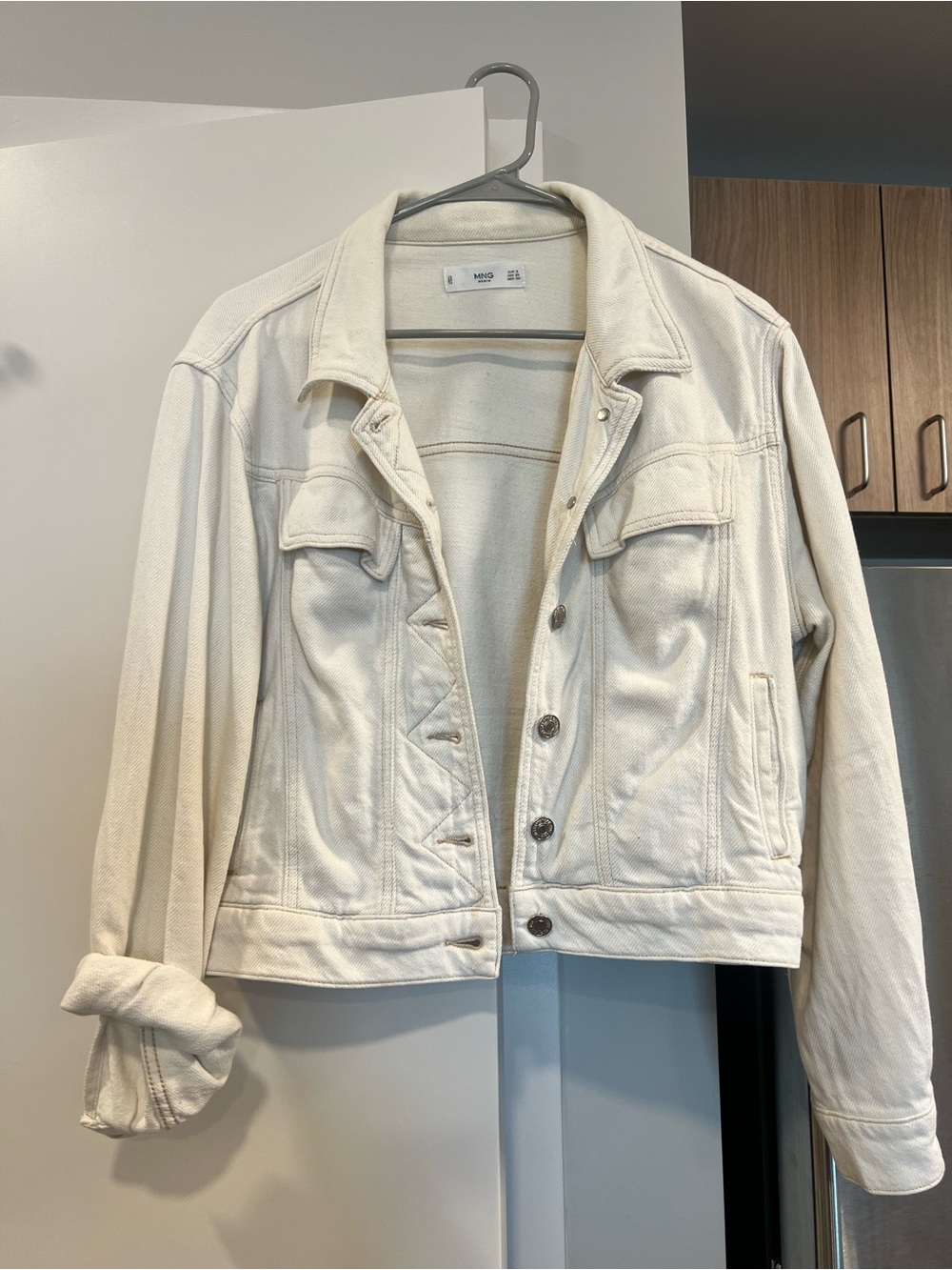 Mango Cream Off-White Denim Trucker Jacket